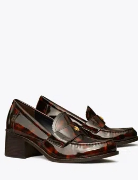 Tory Burch Shoes - Tory Burch Classic Heeled Loafers in Tortoise Patent